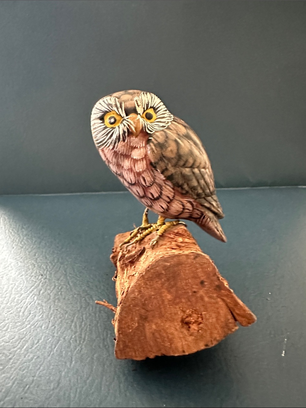 Vintage Hand-Painted Black Owl on Wood
